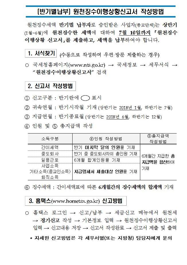 종교인소득 원천세 반기별납부자의 신고방법001